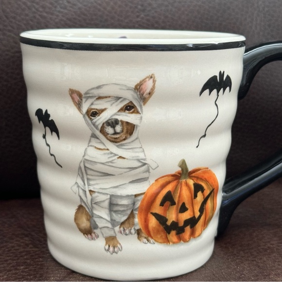 Chihuahua Mummy with Bats and Jack O’Lantern Ceramic Halloween Mug - Picture 4 of 12
